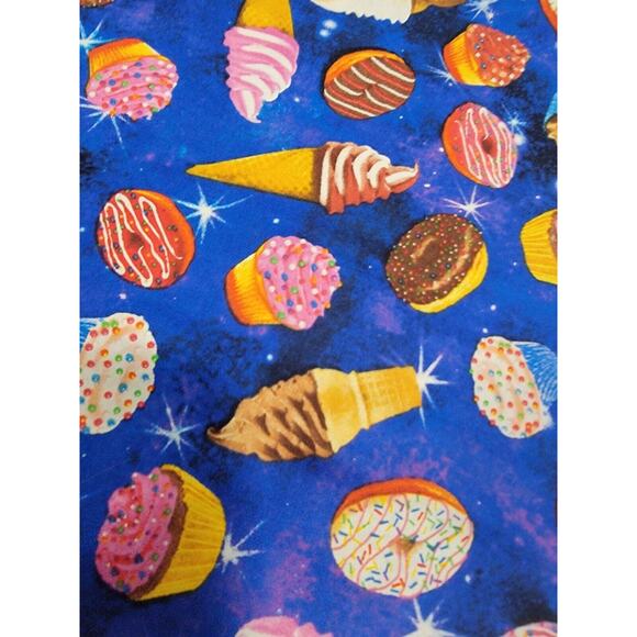 Treats Cotton Fabric Ice Cream Sonuts Cupcakes Fark Blue Birthday 0.75 Yards New - Picture 2 of 5